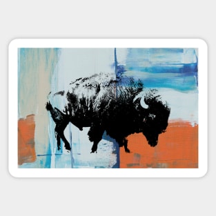American Bison Stamp Art Painting Desert Sticker